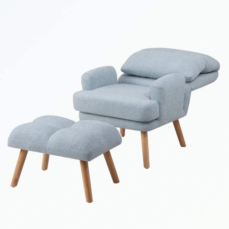 Fauteuil d'appoint et son pouf, avec dossier réglable