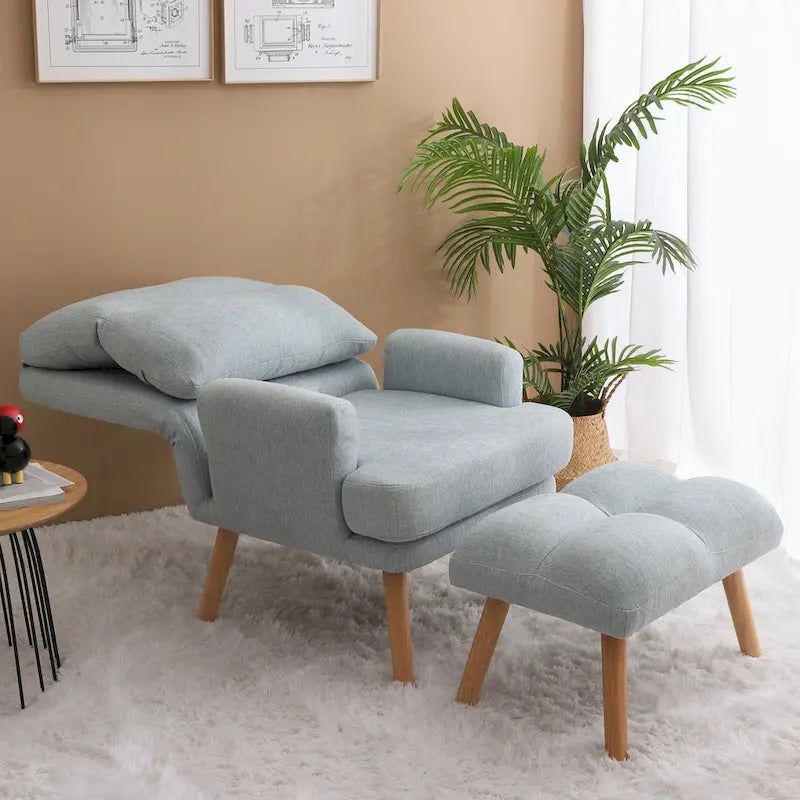 Fauteuil d'appoint et son pouf, avec dossier réglable