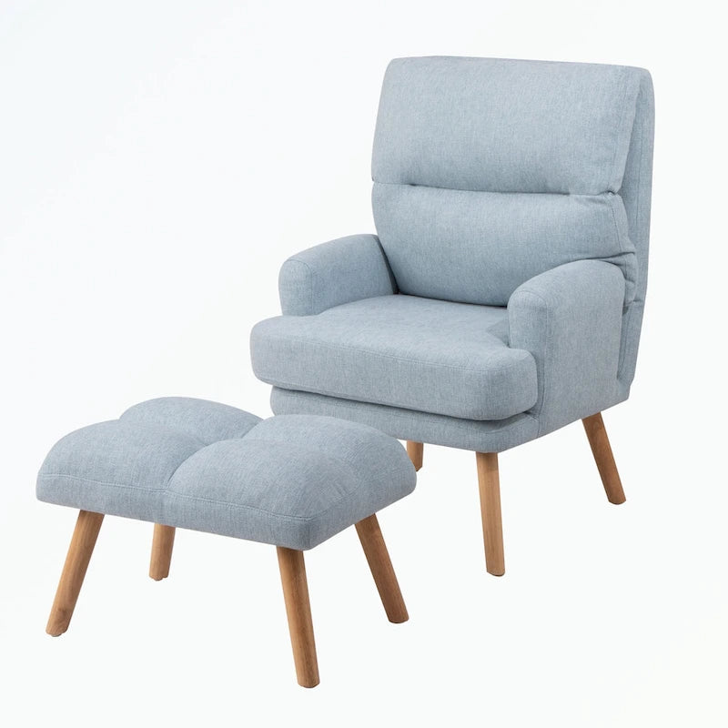 Fauteuil d'appoint et son pouf, avec dossier réglable