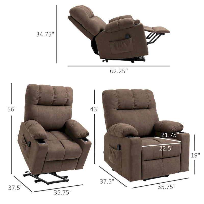 Fauteuil inclinable électrique HOMCOM pour personnes âgées, fauteuil inclinable surdimensionné avec télécommande pour salon