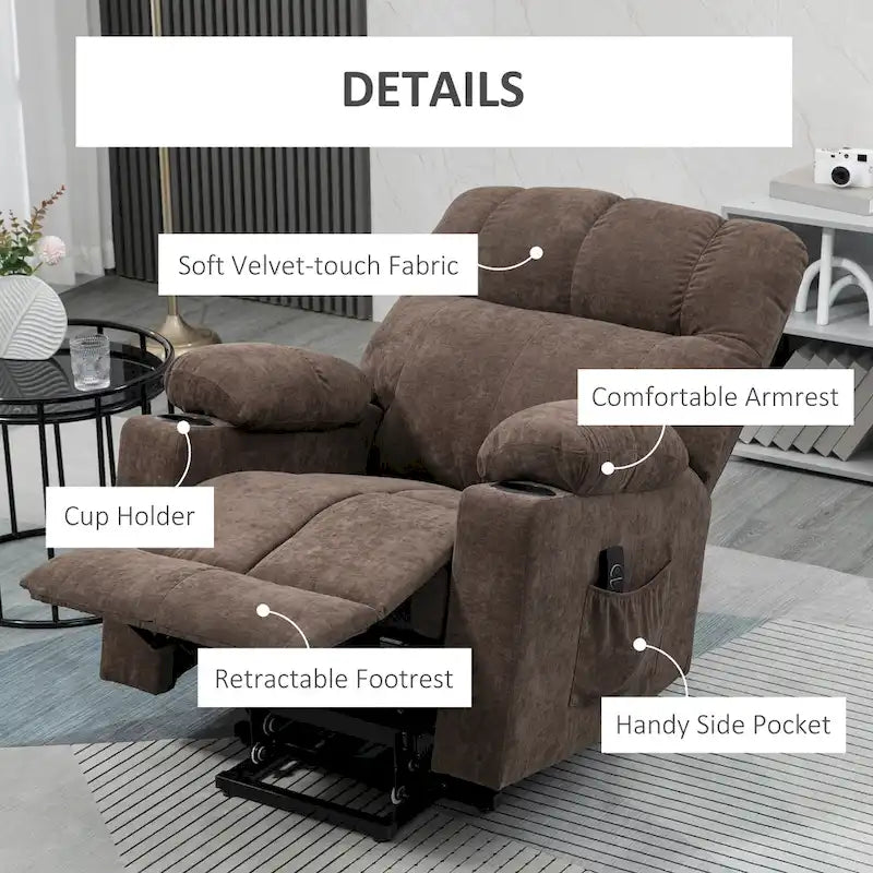 Fauteuil inclinable électrique HOMCOM pour personnes âgées, fauteuil inclinable surdimensionné avec télécommande pour salon