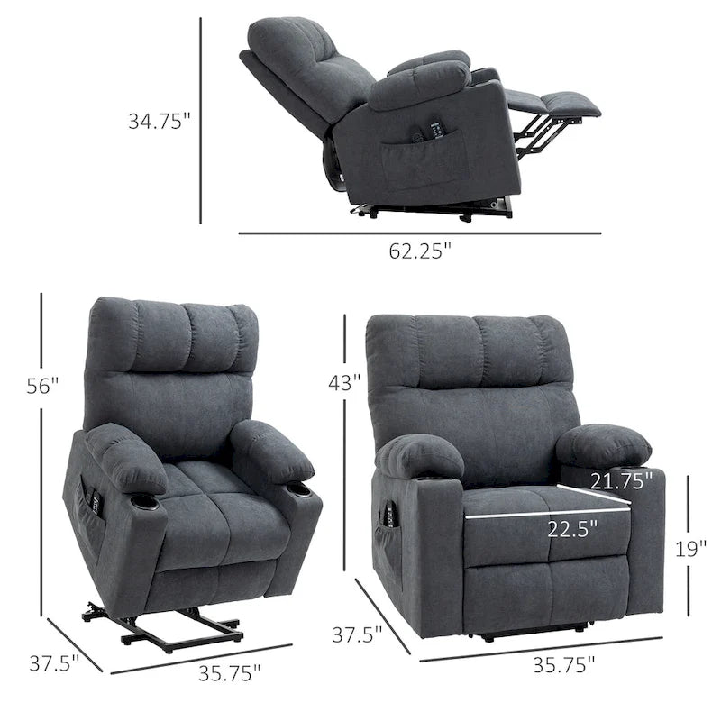 Fauteuil inclinable électrique HOMCOM pour personnes âgées, fauteuil inclinable surdimensionné avec télécommande pour salon