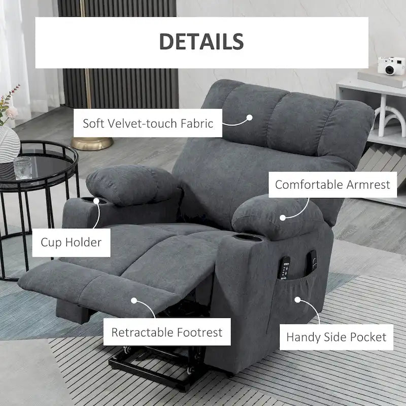 Fauteuil inclinable électrique HOMCOM pour personnes âgées, fauteuil inclinable surdimensionné avec télécommande pour salon