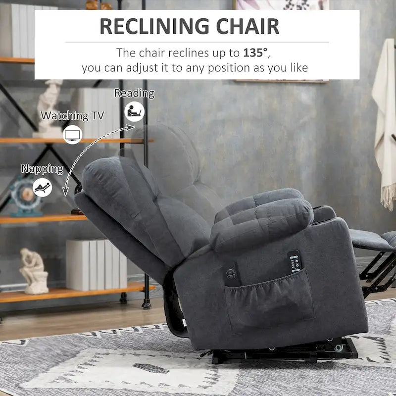 Fauteuil inclinable électrique HOMCOM pour personnes âgées, fauteuil inclinable surdimensionné avec télécommande pour salon