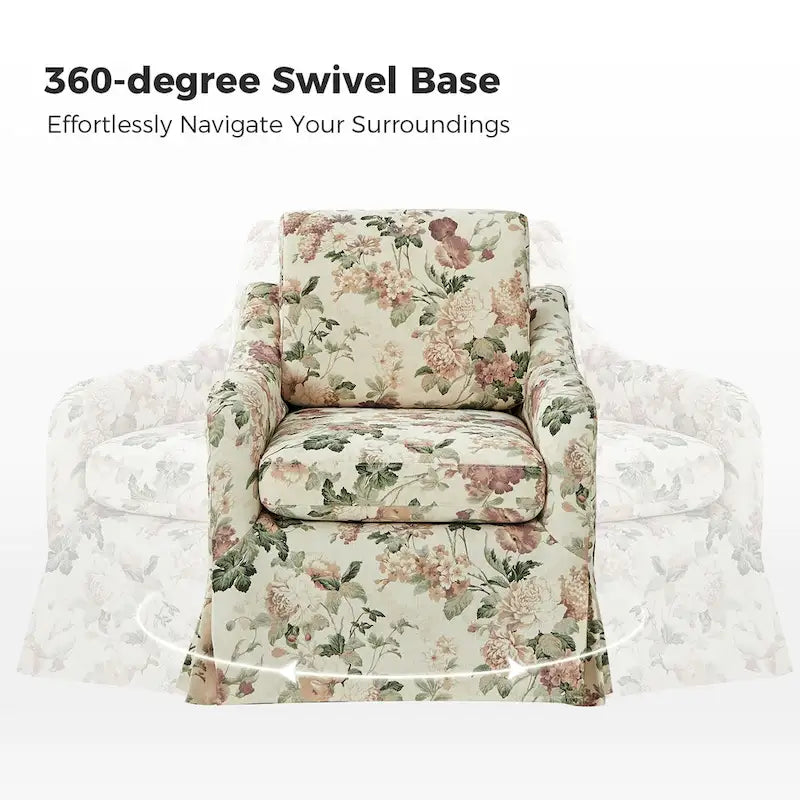 Fauteuil pivotant Alois Floral Slipcover avec coussin amovible, lot de 2, par HULALA HOME