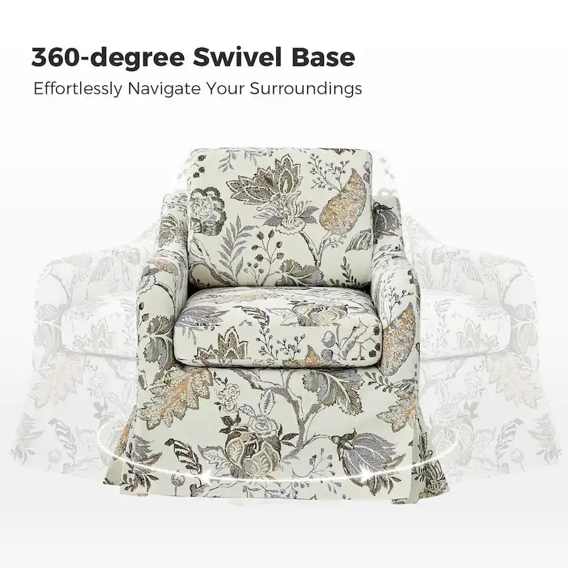 Fauteuil pivotant Alois Floral Slipcover avec coussin amovible, lot de 2, par HULALA HOME