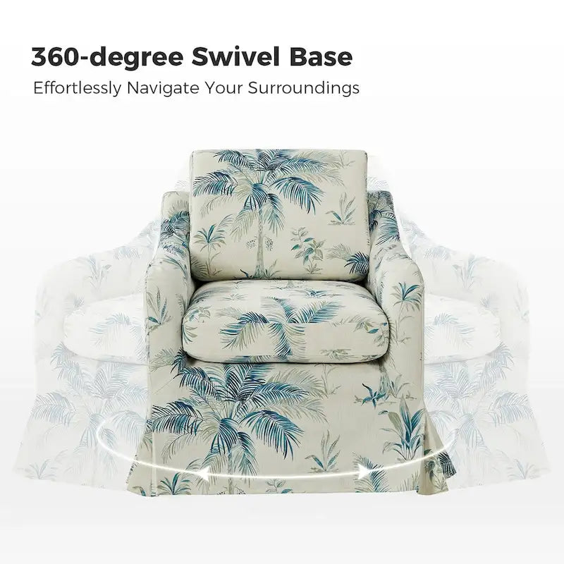 Fauteuil pivotant Alois Floral Slipcover avec coussin amovible, lot de 2, par HULALA HOME