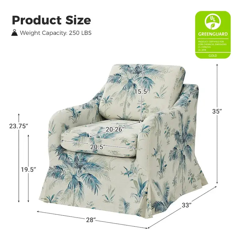 Fauteuil pivotant Alois Floral Slipcover avec coussin amovible, lot de 2, par HULALA HOME