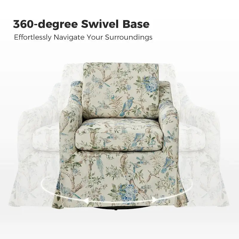 Fauteuil pivotant Alois Floral Slipcover avec coussin amovible, lot de 2, par HULALA HOME