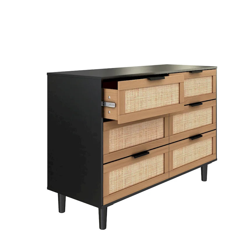 Commode à 6 tiroirs en rotin, chambre à coucher, salon