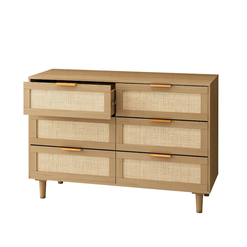 Commode à 6 tiroirs en rotin, chambre à coucher, salon