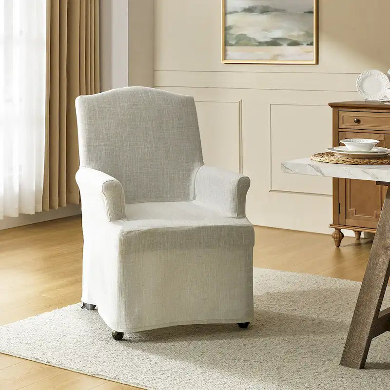 Chaise de salle à manger déhoussable et rembourrée Alethea avec pieds en bois massif par HULALA HOME