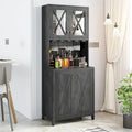 Meuble de Bar de Ferme pour Alcool et Verres pour Salle à Manger Meuble de Cuisine avec Range-Bouteilles