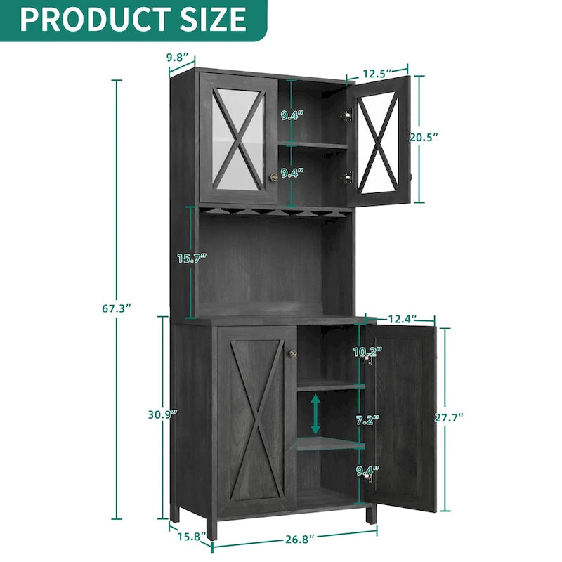 Meuble de Bar de Ferme pour Alcool et Verres pour Salle à Manger Meuble de Cuisine avec Range-Bouteilles