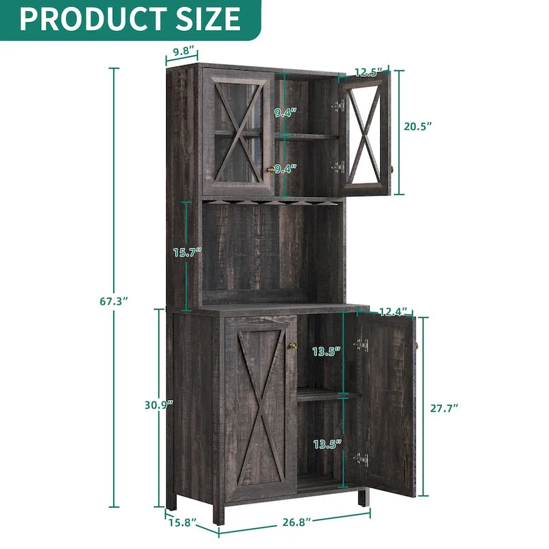 Meuble de Bar de Ferme pour Alcool et Verres pour Salle à Manger Meuble de Cuisine avec Range-Bouteilles