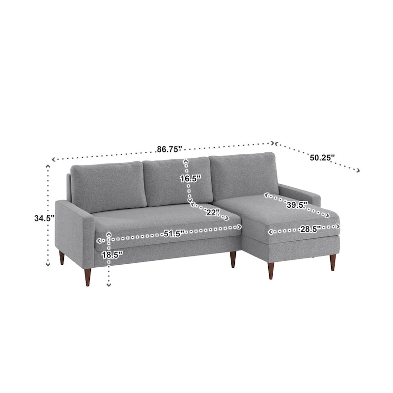 Canapé convertible Parker avec méridienne de rangement à droite iNSPIRE Q Modern