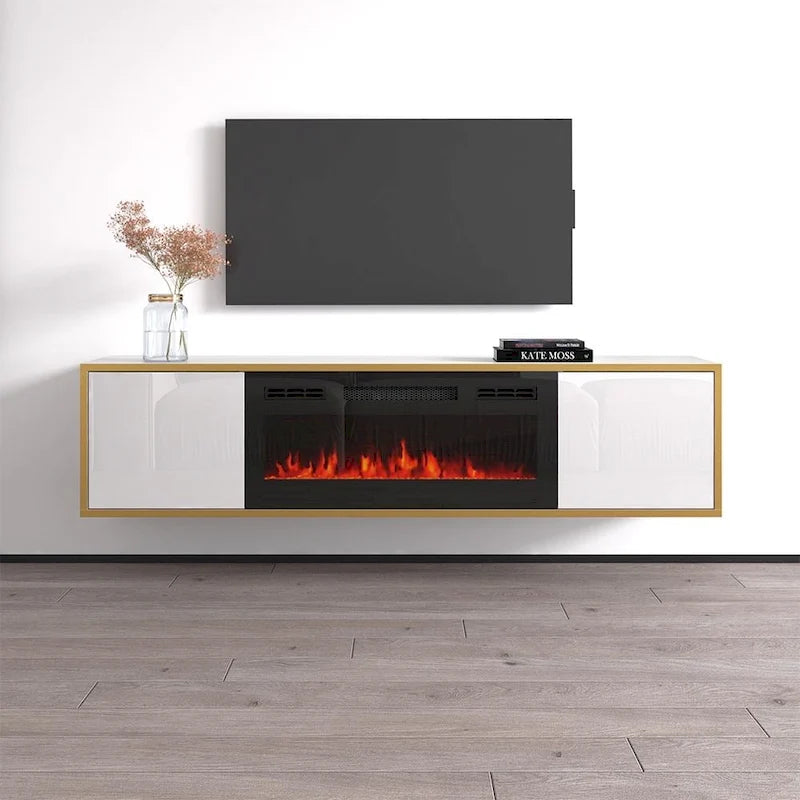 Meuble TV 65" pour cheminée électrique Goldie BL-EF