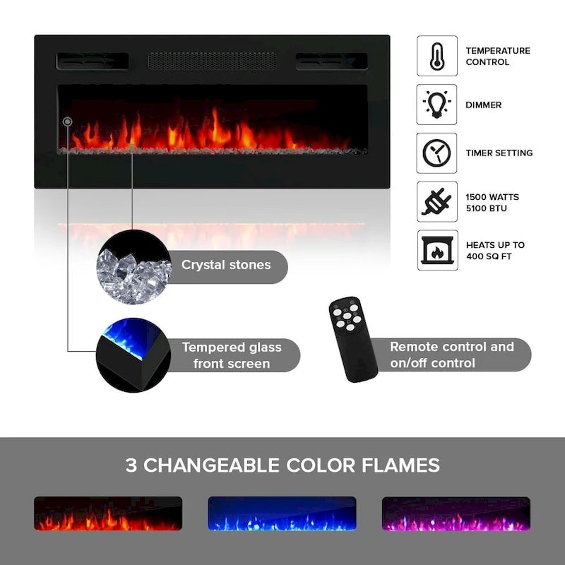 Meuble TV 65" pour cheminée électrique Goldie BL-EF