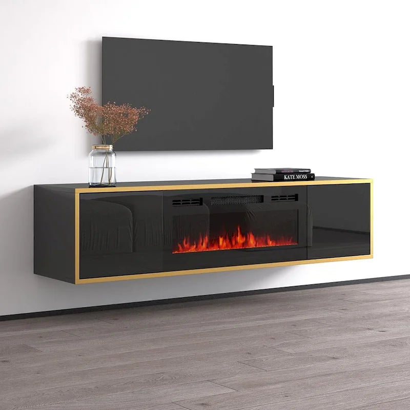 Meuble TV 65" pour cheminée électrique Goldie BL-EF