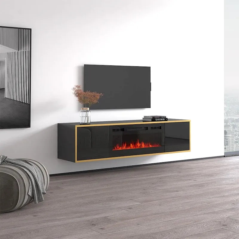Meuble TV 65" pour cheminée électrique Goldie BL-EF