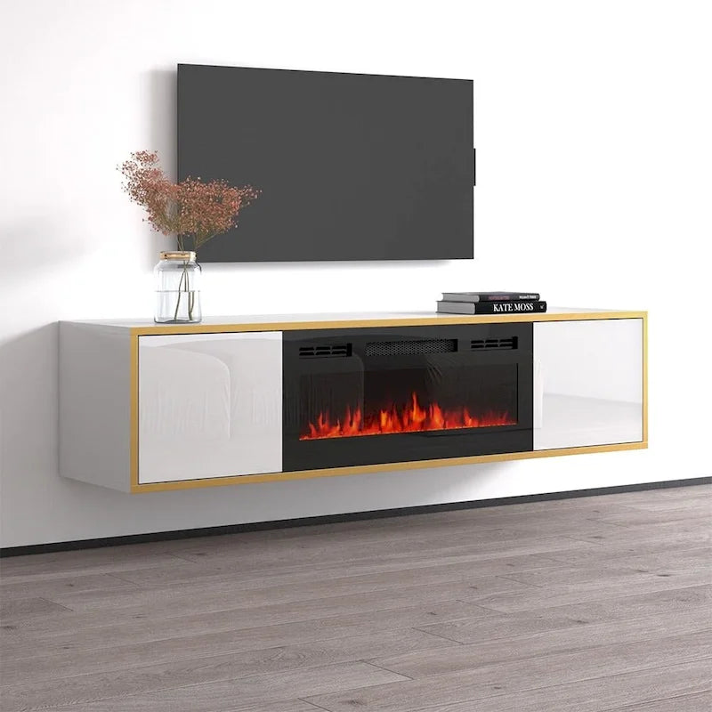 Meuble TV 65" pour cheminée électrique Goldie BL-EF