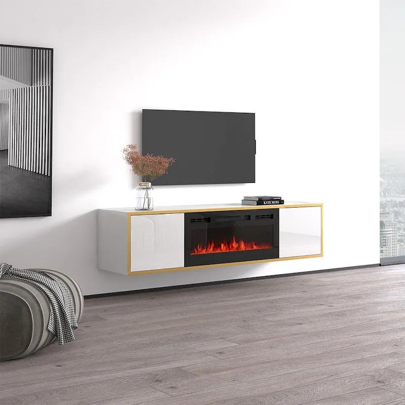 Meuble TV 65" pour cheminée électrique Goldie BL-EF