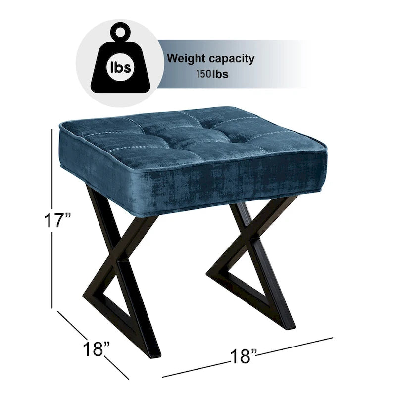 Tabouret de coiffeuse pouf en velours texturé 18X18X17