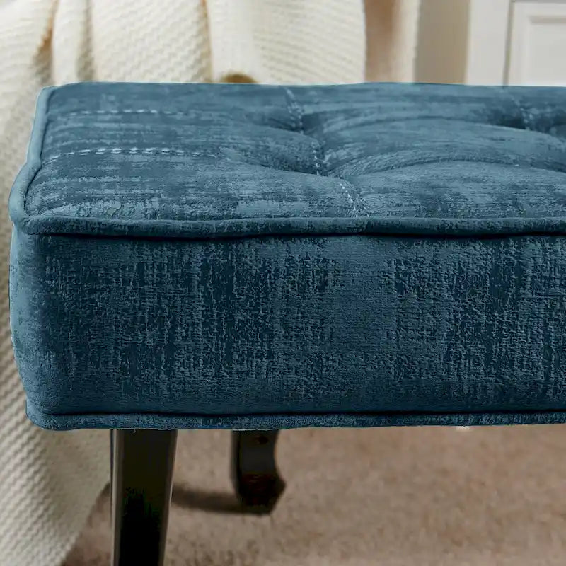Tabouret de coiffeuse pouf en velours texturé 18X18X17