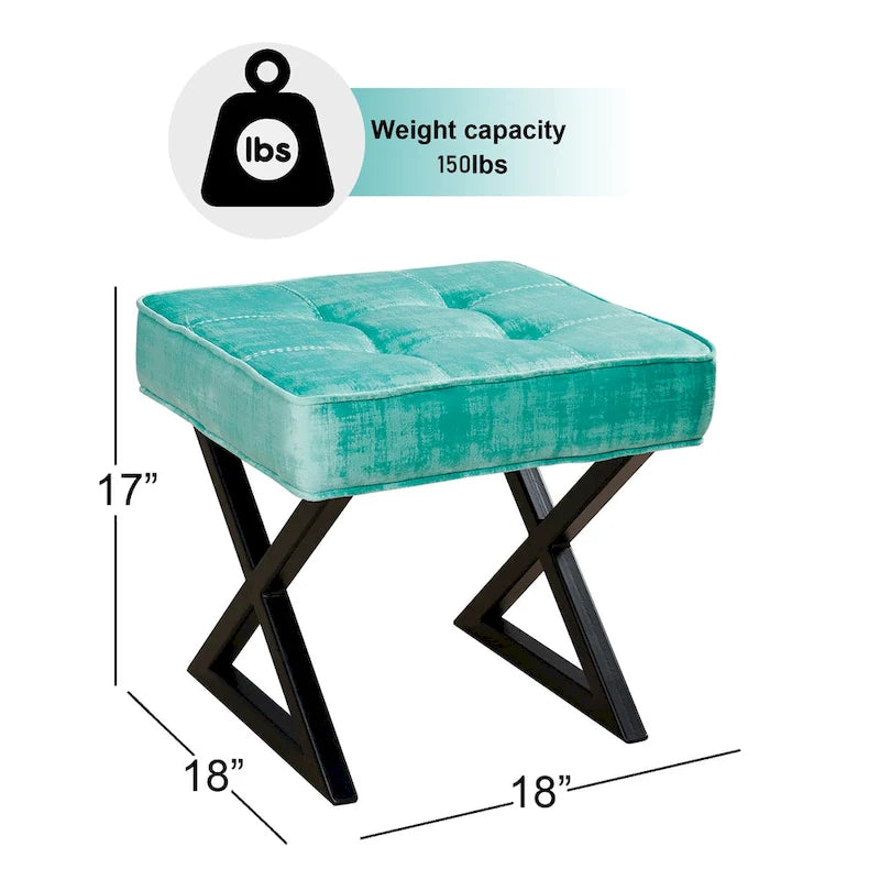 Tabouret de coiffeuse pouf en velours texturé 18X18X17