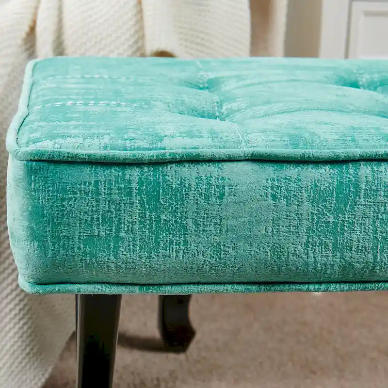 Tabouret de coiffeuse pouf en velours texturé 18X18X17