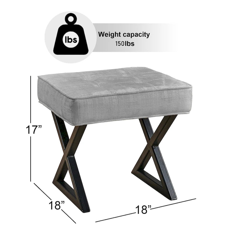 Tabouret de coiffeuse pouf en velours texturé 18X18X17