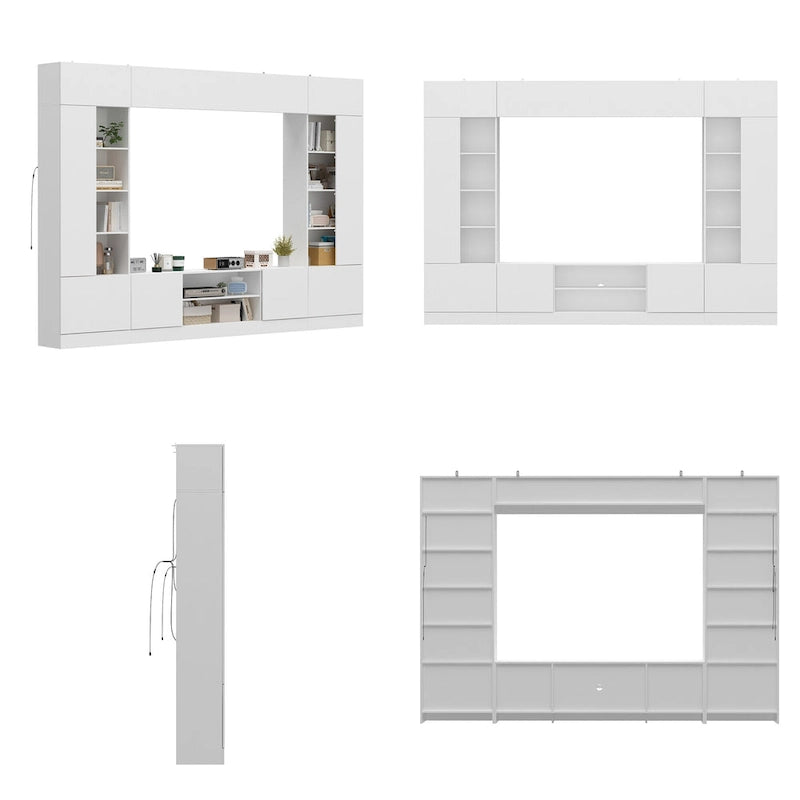 Meuble TV mural avec étagères pour téléviseurs jusqu'à 70 pouces, Console moderne
