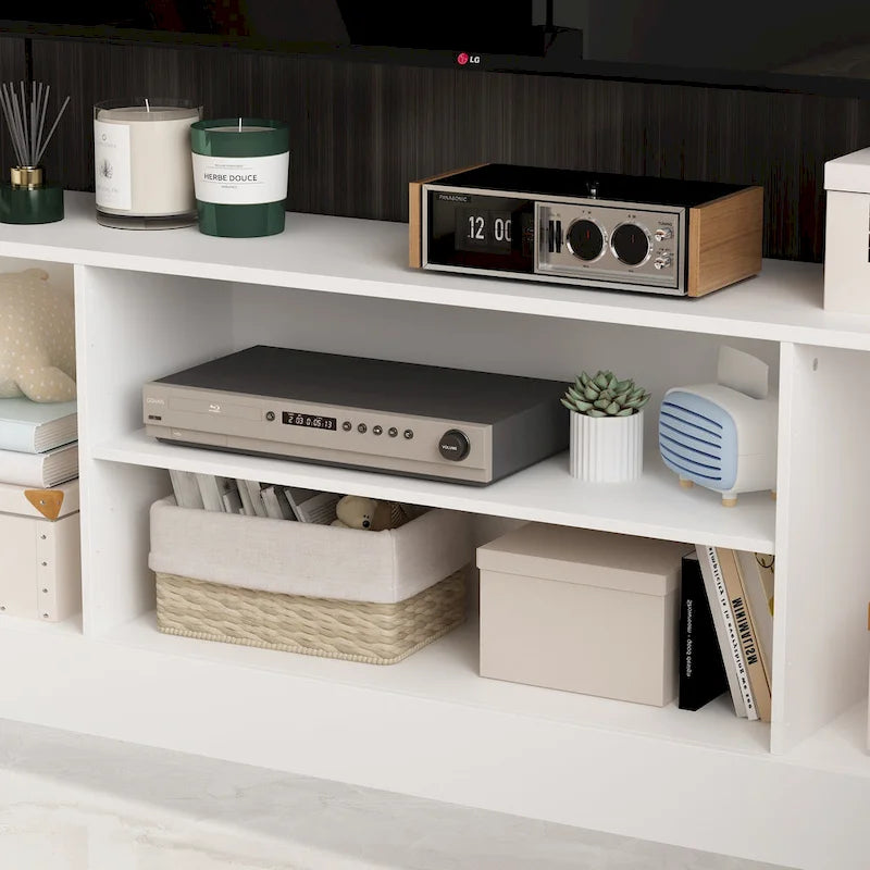 Meuble TV mural avec étagères pour téléviseurs jusqu'à 70 pouces, Console moderne