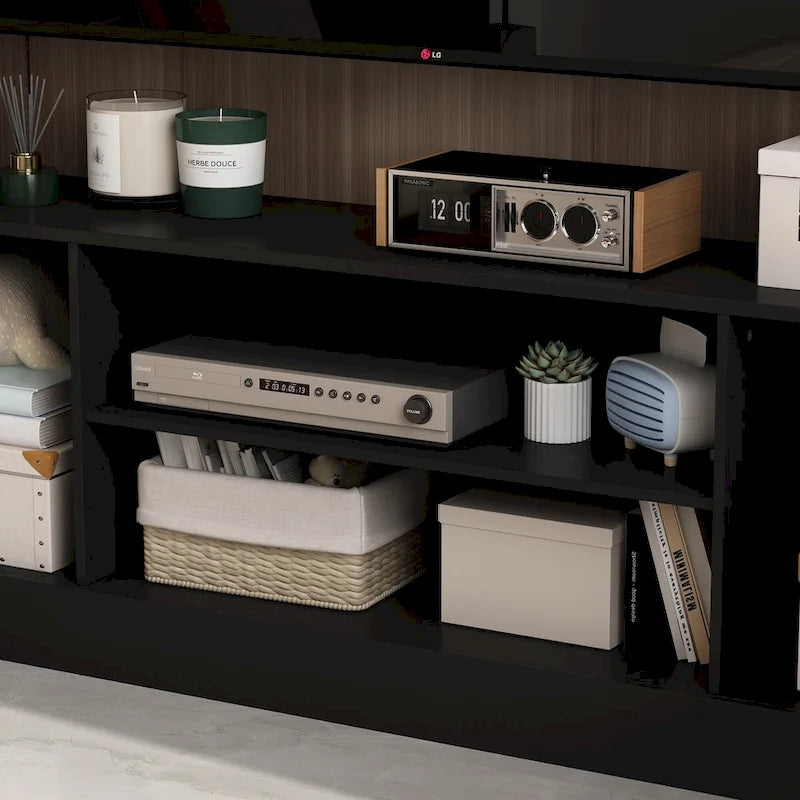 Meuble TV mural avec étagères pour téléviseurs jusqu'à 70 pouces, Console moderne