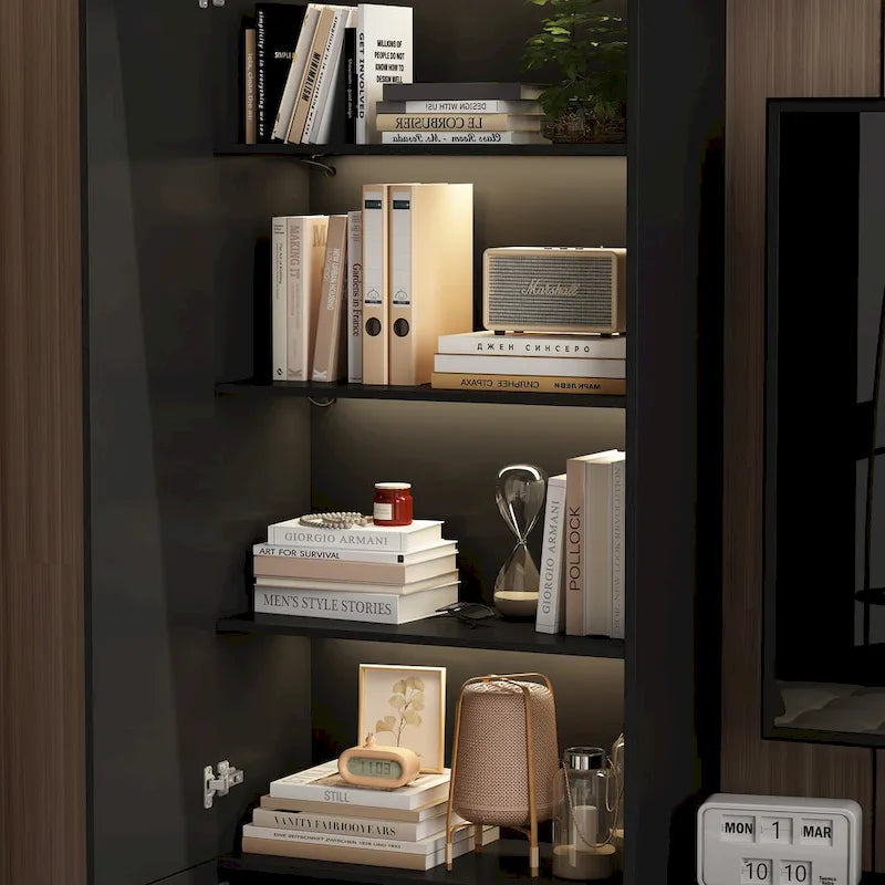 Meuble TV mural avec étagères pour téléviseurs jusqu'à 70 pouces, Console moderne