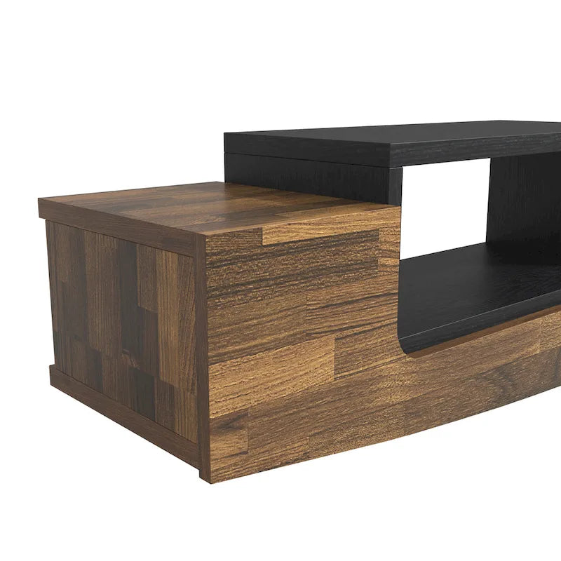 Meuble TV flottant contemporain DH BASIC de 63 po avec 1 tablette, tiroir et espace de rangement à couvercle relevable Denhour
