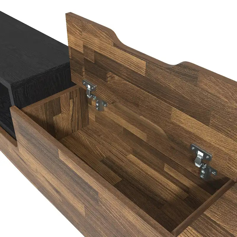 Meuble TV flottant contemporain DH BASIC de 63 po avec 1 tablette, tiroir et espace de rangement à couvercle relevable Denhour