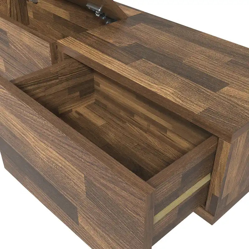 Meuble TV flottant contemporain DH BASIC de 63 po avec 1 tablette, tiroir et espace de rangement à couvercle relevable Denhour