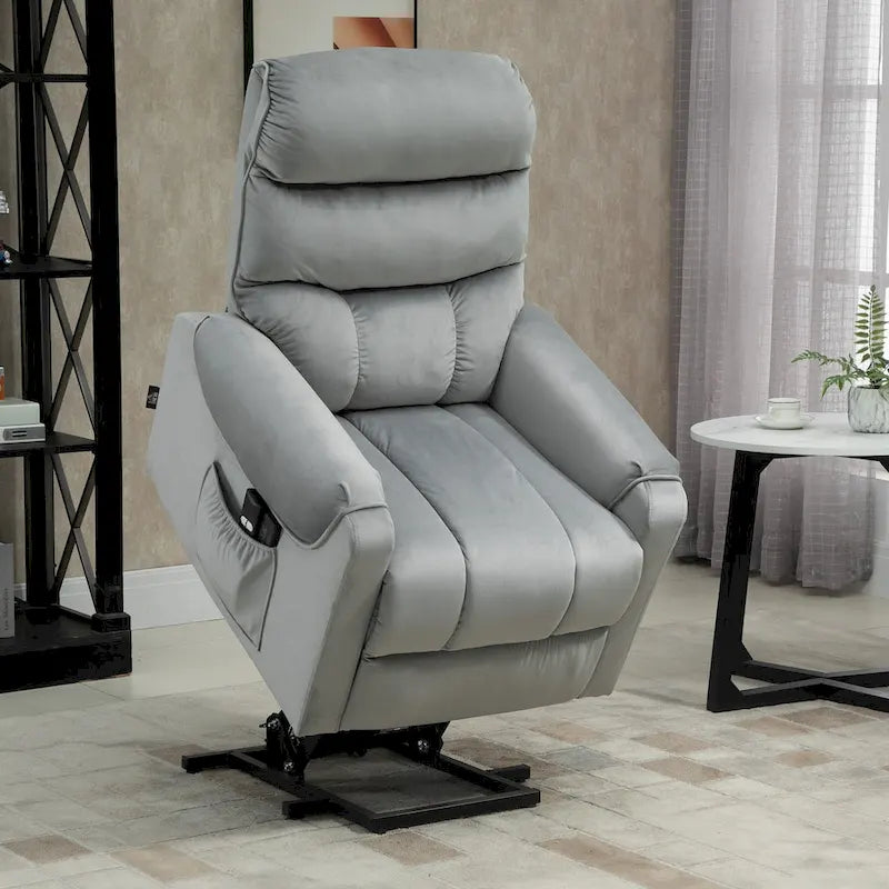 Fauteuil inclinable électrique HOMCOM avec fonction de levage, fauteuil de massage vibrant rembourré avec télécommande