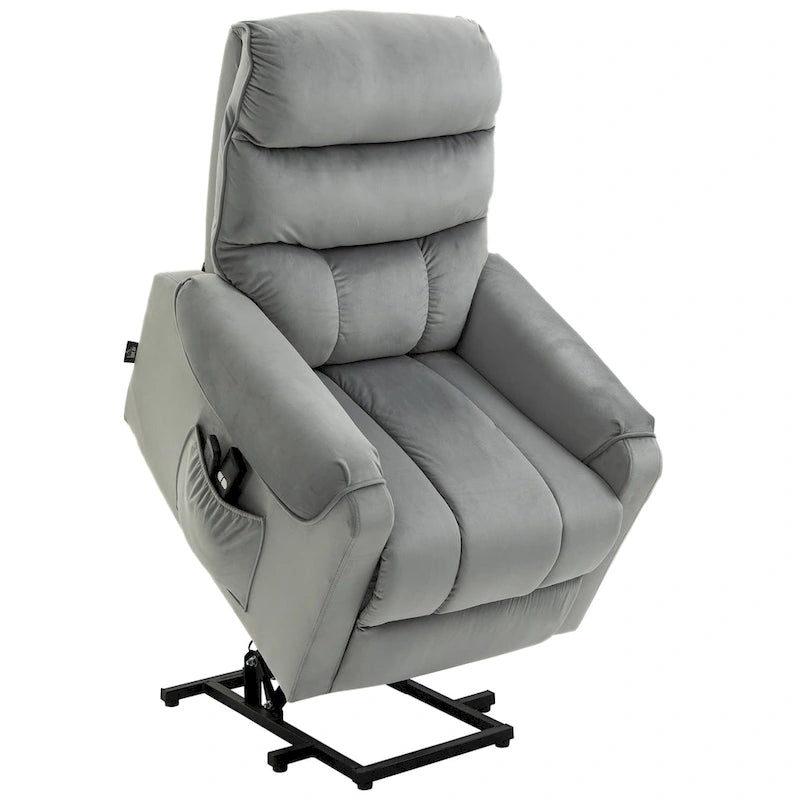 Fauteuil inclinable électrique HOMCOM avec fonction de levage, fauteuil de massage vibrant rembourré avec télécommande