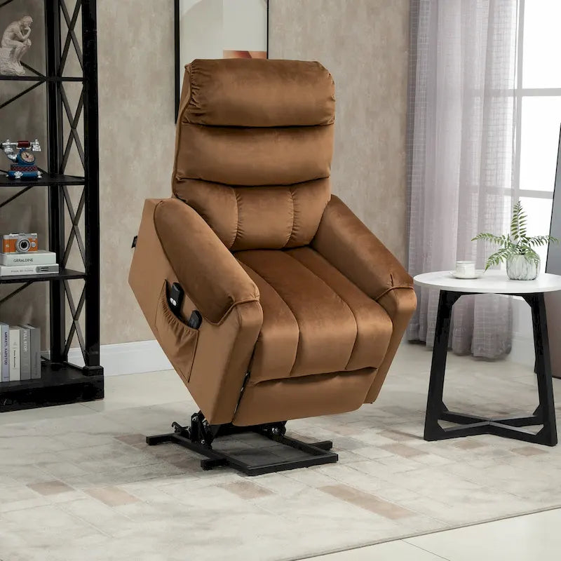 Fauteuil inclinable électrique HOMCOM avec fonction de levage, fauteuil de massage vibrant rembourré avec télécommande
