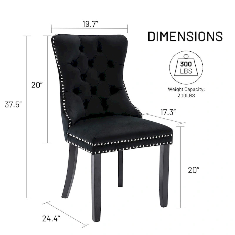 Lot de 6 chaises de salle à manger, chaises de cuisine de luxe rembourrées en velours avec dossier et assise rembourrés et pieds en bois massif - N/A
