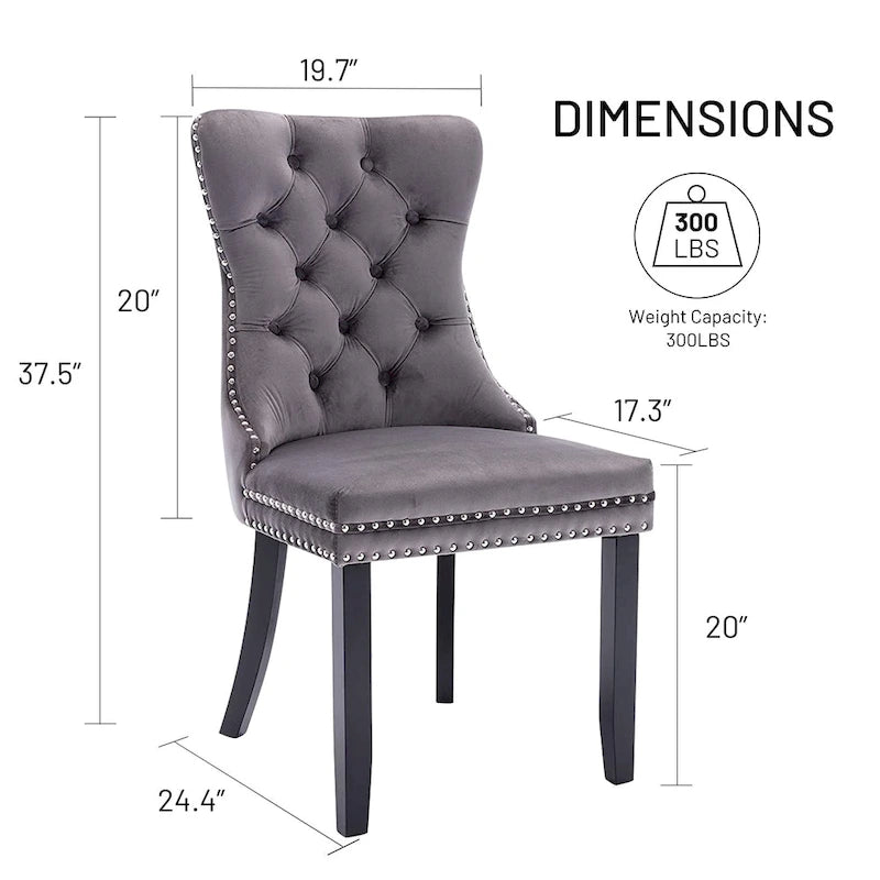 Lot de 6 chaises de salle à manger, chaises de cuisine de luxe rembourrées en velours avec dossier et assise rembourrés et pieds en bois massif - N/A