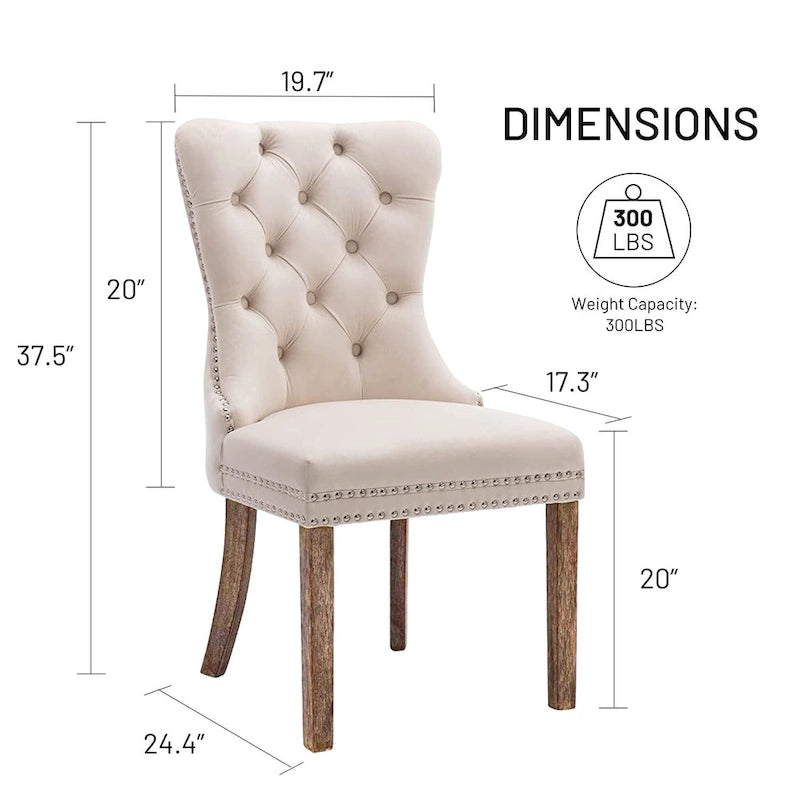 Lot de 6 chaises de salle à manger, chaises de cuisine de luxe rembourrées en velours avec dossier et assise rembourrés et pieds en bois massif - N/A
