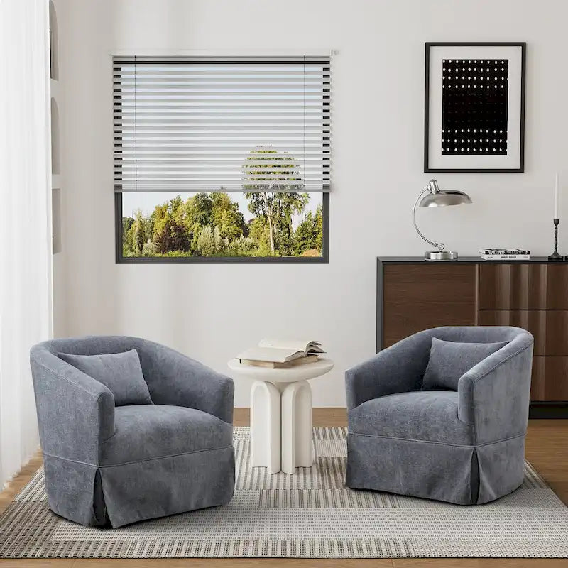 Ouyessir Lot de 2 fauteuils pivotants à 360 degrés, fauteuil d'appoint rembourré en tissu avec accoudoirs
