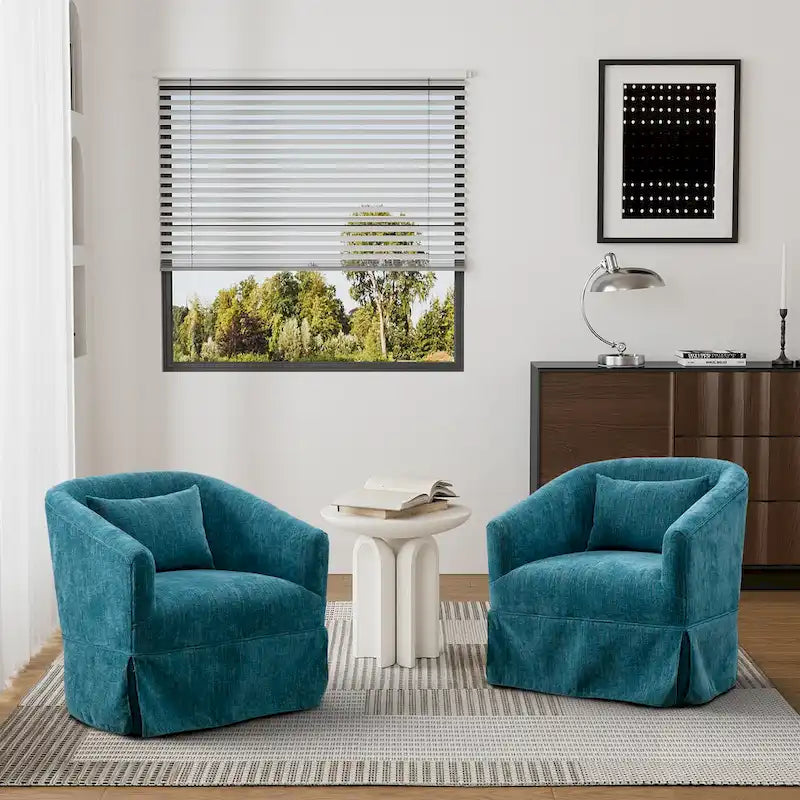 Ouyessir Lot de 2 fauteuils pivotants à 360 degrés, fauteuil d'appoint rembourré en tissu avec accoudoirs