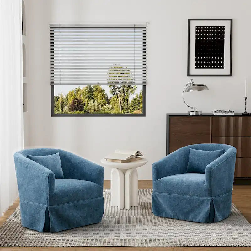 Ouyessir Lot de 2 fauteuils pivotants à 360 degrés, fauteuil d'appoint rembourré en tissu avec accoudoirs
