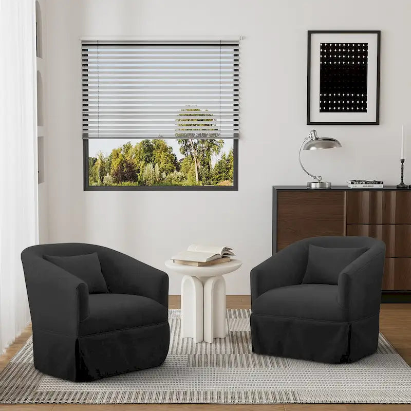 Ouyessir Lot de 2 fauteuils pivotants à 360 degrés, fauteuil d'appoint rembourré en tissu avec accoudoirs