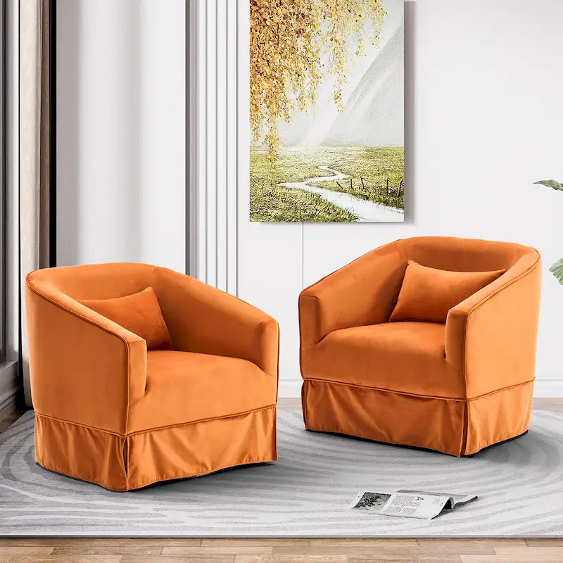 Ouyessir Lot de 2 fauteuils pivotants à 360 degrés, fauteuil d'appoint rembourré en tissu avec accoudoirs