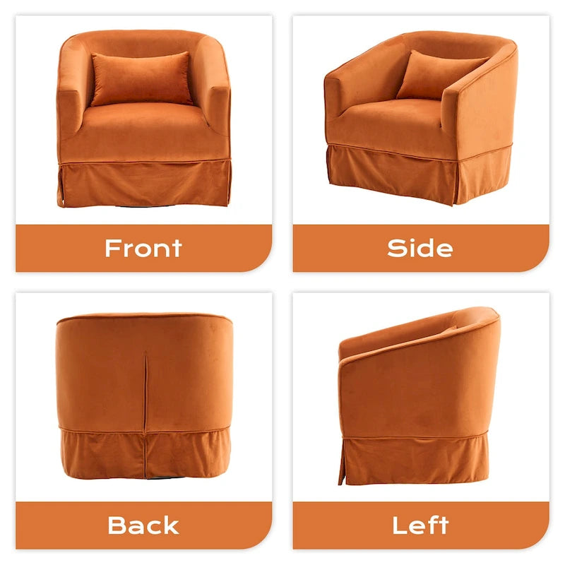 Ouyessir Lot de 2 fauteuils pivotants à 360 degrés, fauteuil d'appoint rembourré en tissu avec accoudoirs